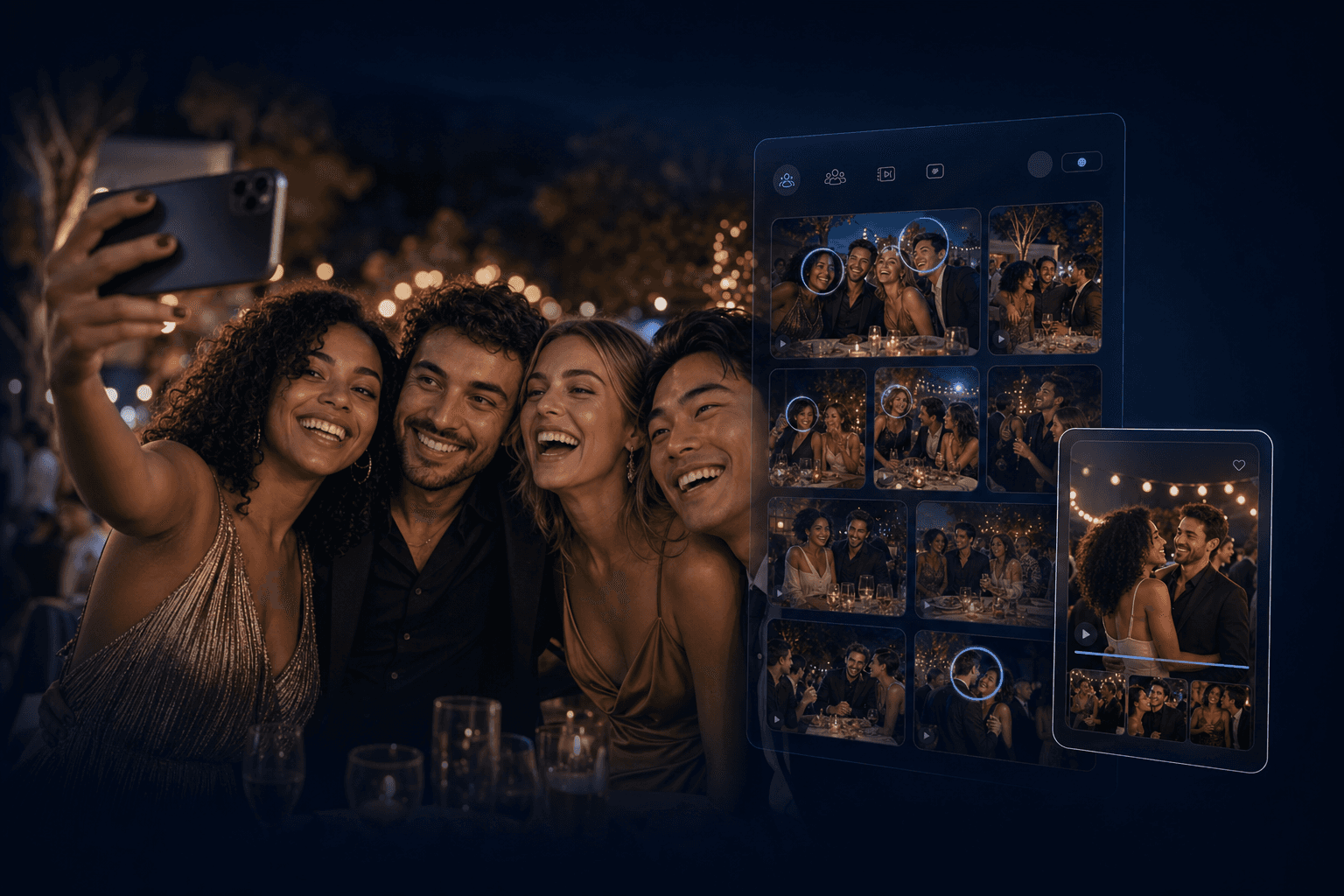 Etkinlik selfiesi, yapay zekayla bulunan fotoğraflar ve hazırlanmış klip